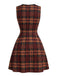 Red 1960s Round Neck Sleeveless Dress 4