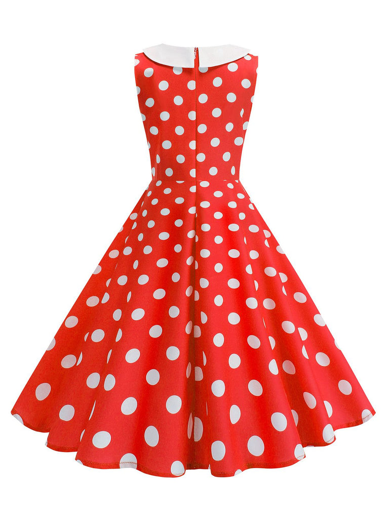 Abito a pois con colletto Peter Pan senza maniche  anni '50