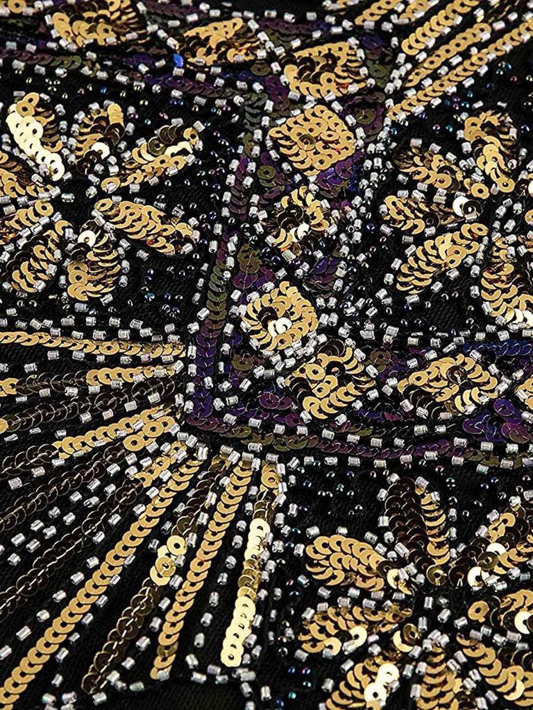 Abito jazz con frange e paillettes verde scuro anni '20