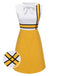 Abito patchwork fiocco bianco giallo anni '60