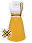 Abito patchwork fiocco bianco giallo anni '60