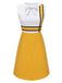Abito patchwork fiocco bianco giallo anni '60