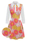 Abito patchwork fioreale a risvolto rosa anni '60