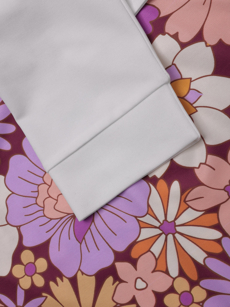 Abito patchwork fioreale a risvolto arancione anni '60