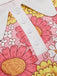 Abito patchwork fioreale a risvolto arancione anni '60