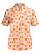 Camicia floreale a maniche corte arancione anni '60