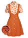 2PCS Camicia e gonna floreale colore arancione anni '60