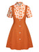 2PCS Camicia e gonna floreale colore arancione anni '60