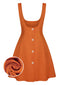 Gonna a trapezio con bretelle e bottoni arancione anni '60