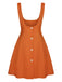 Gonna a trapezio con bretelle e bottoni arancione anni '60