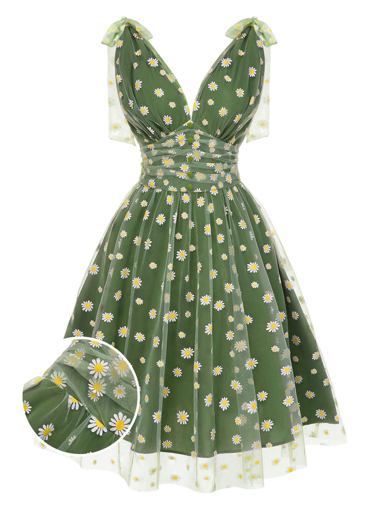 [Prevendita] Abito a ruota a fragole in rete verde anni '50