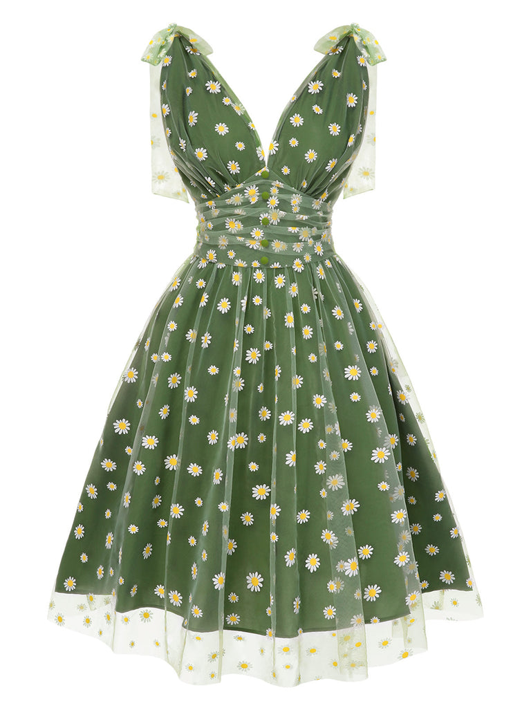 [Pre-Vendita] Abito Blu Daisy in Rete Svasato Anni '50 3