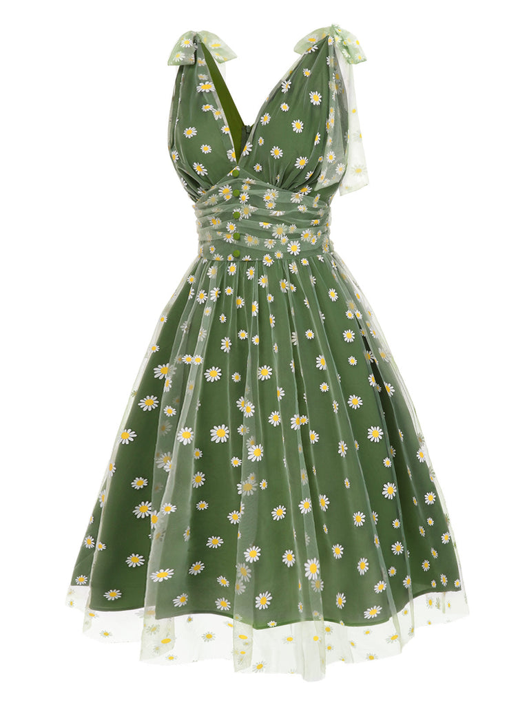 [Prevendita] Abito a ruota a fragole in rete verde anni '50