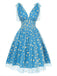 [Pre-Vendita] Abito Blu Daisy in Rete Svasato Anni '50