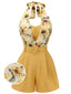 Tuta corta giallo girasoli con scollo all'americanaanni '50