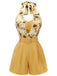 Tuta corta giallo girasoli con scollo all'americanaanni '50