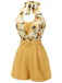 Tuta corta giallo girasoli con scollo all'americanaanni '50
