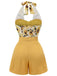 Tuta corta giallo girasoli con scollo all'americanaanni '50