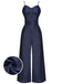 Tuta da cowboy con spalline sottili blu navy anni '30