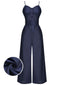 Tuta da cowboy con spalline sottili blu navy anni '30