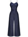 Tuta da cowboy con spalline sottili blu navy anni '30