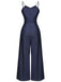 Tuta da cowboy con spalline sottili blu navy anni '30