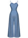 Tuta da cowboy con spalline sottili blu navy anni '30