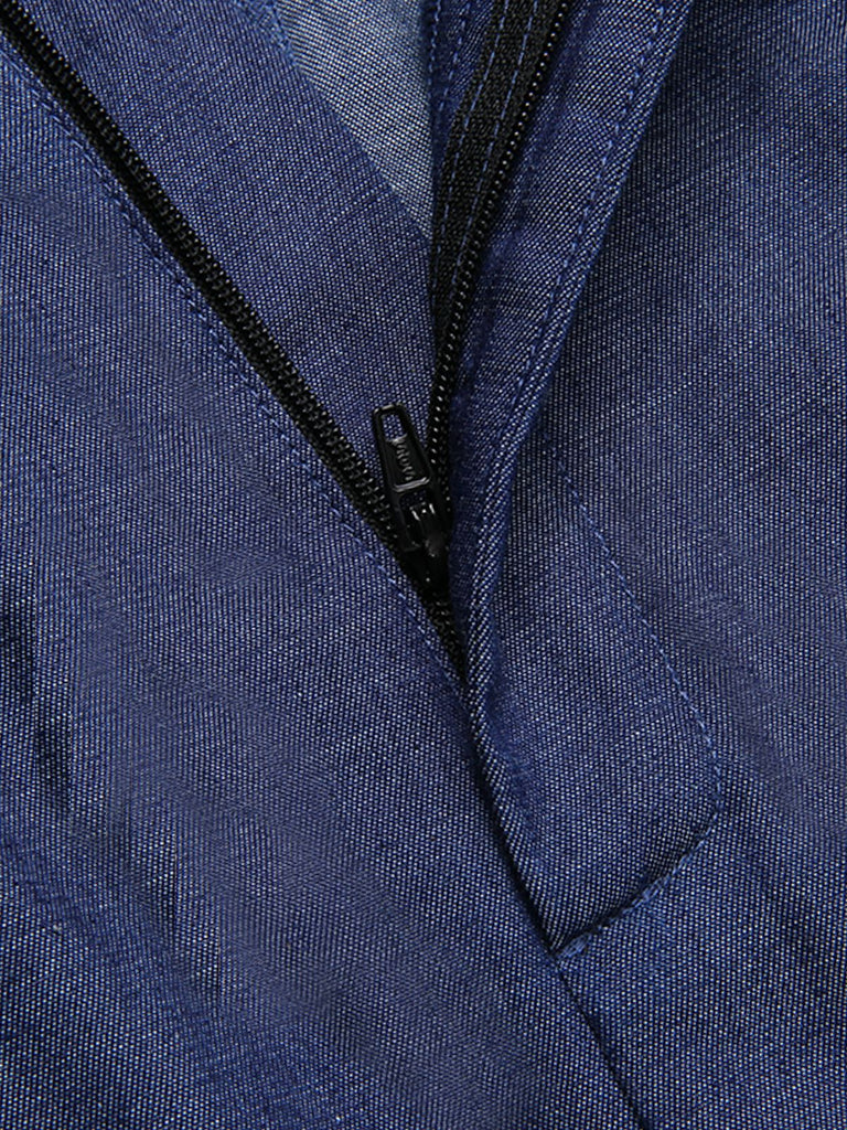 Tuta da cowboy con spalline sottili blu navy anni '30