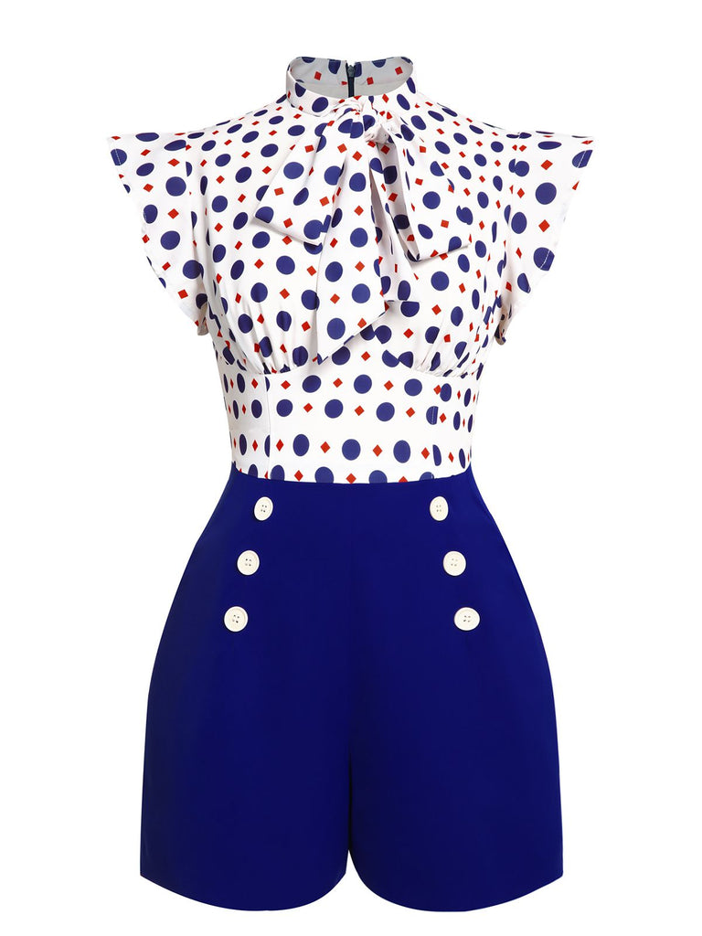 Tuta corta a pois bottoni blu anni '50