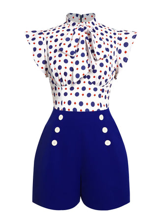 Tuta corta a pois bottoni blu anni '50