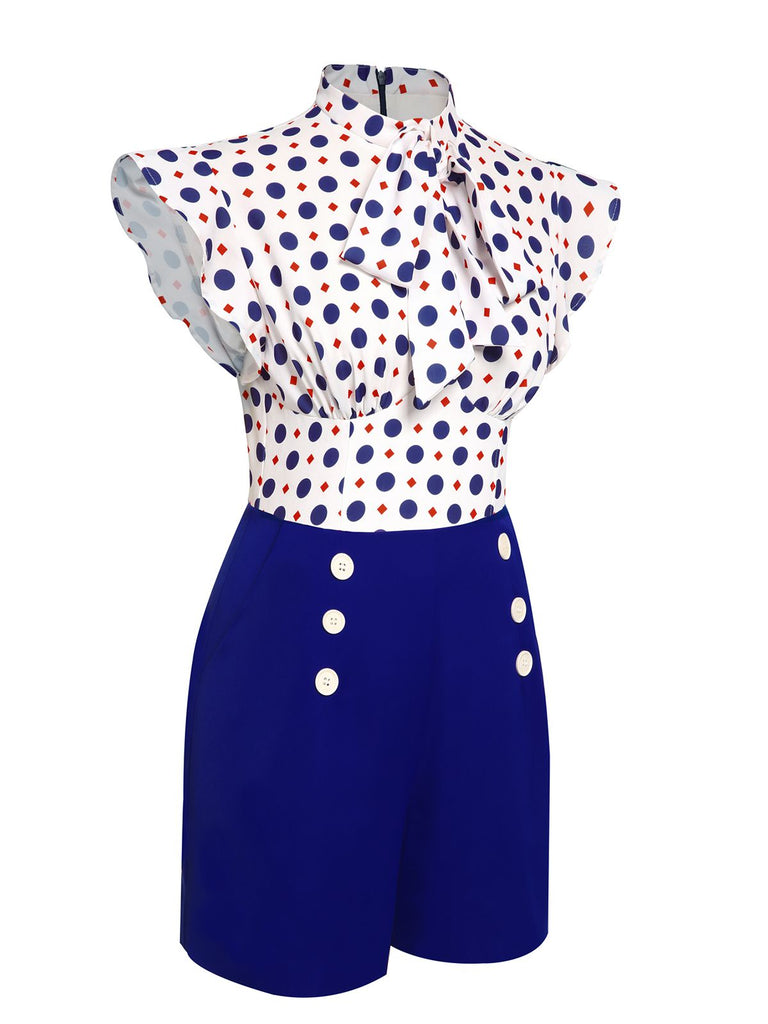 Tuta corta a pois bottoni blu anni '50