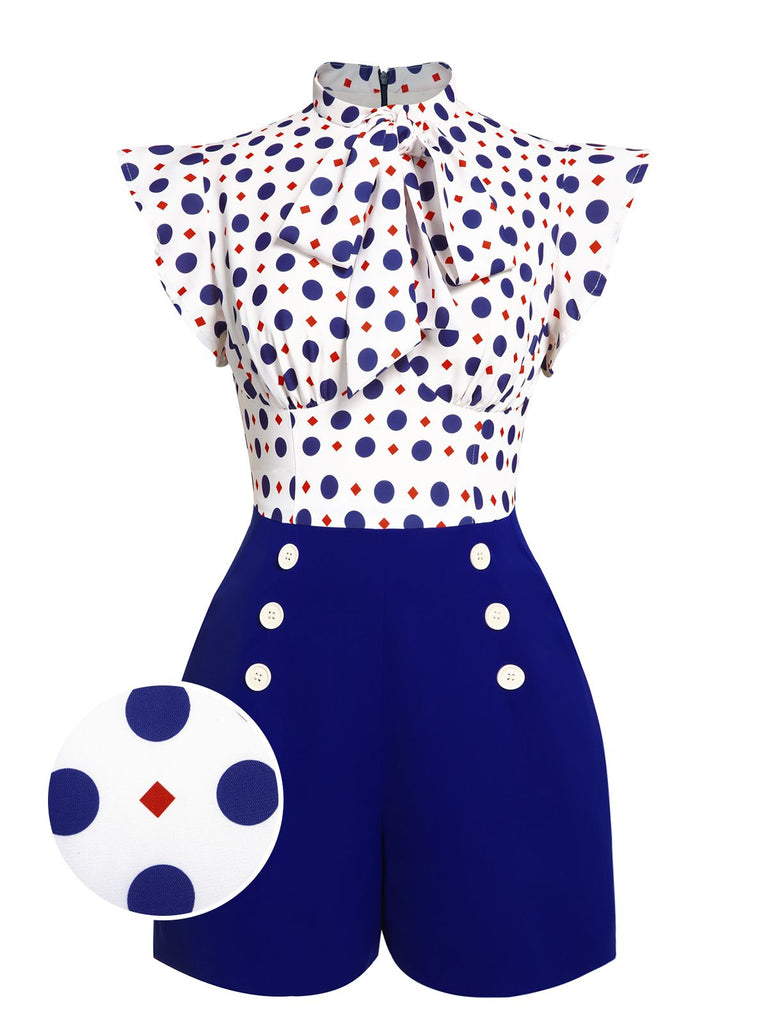 Tuta corta a pois bottoni blu anni '50