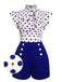 Tuta corta a pois bottoni blu anni '50