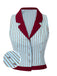 Camicetta a righe senza maniche con patchwork blu anni '50