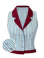 Camicetta a righe senza maniche con patchwork blu anni '50