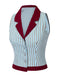 2PCS Camicetta a righe blu e pantaloncini rosso anni '50