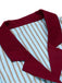2PCS Camicetta a righe blu e pantaloncini rosso anni '50
