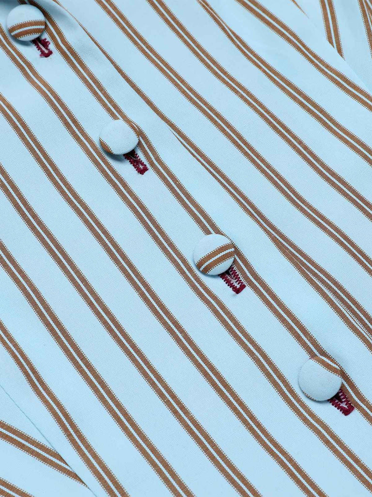 2PCS Camicetta a righe blu e pantaloncini rosso anni '50