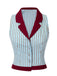 2PCS Camicetta a righe blu e pantaloncini rosso anni '50