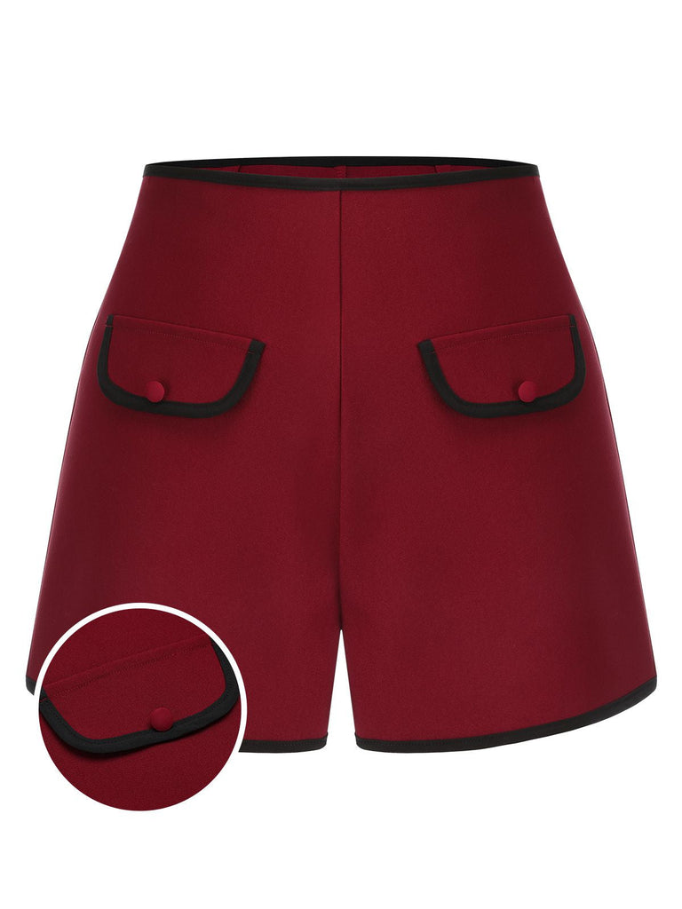Pantaloncini a tinta unita con elastico in vita rosso anni '50