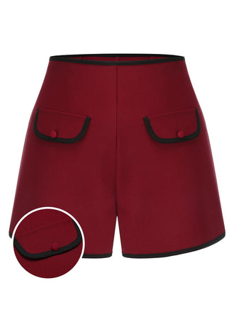 Pantaloncini a tinta unita con elastico in vita rosso anni '50