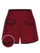 Pantaloncini a tinta unita con elastico in vita rosso anni '50