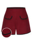Pantaloncini a tinta unita con elastico in vita rosso anni '50