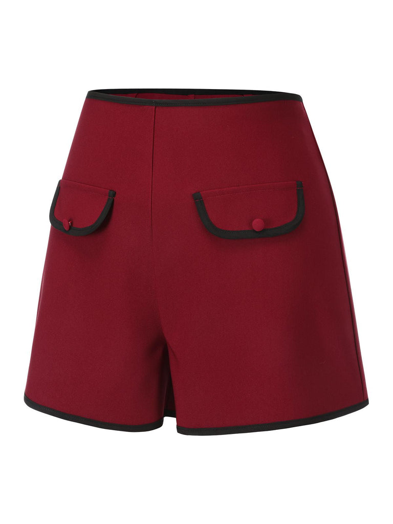 2PCS Camicetta a righe blu e pantaloncini rosso anni '50