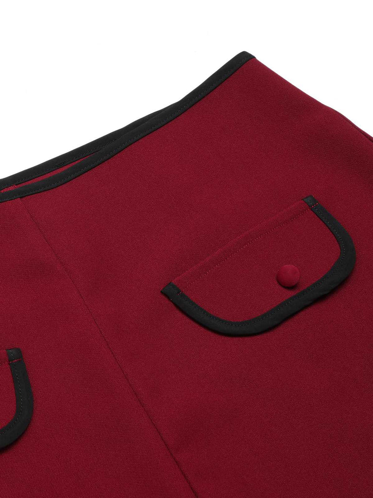 2PCS Camicetta a righe blu e pantaloncini rosso anni '50