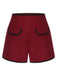 Pantaloncini a tinta unita con elastico in vita rosso anni '50