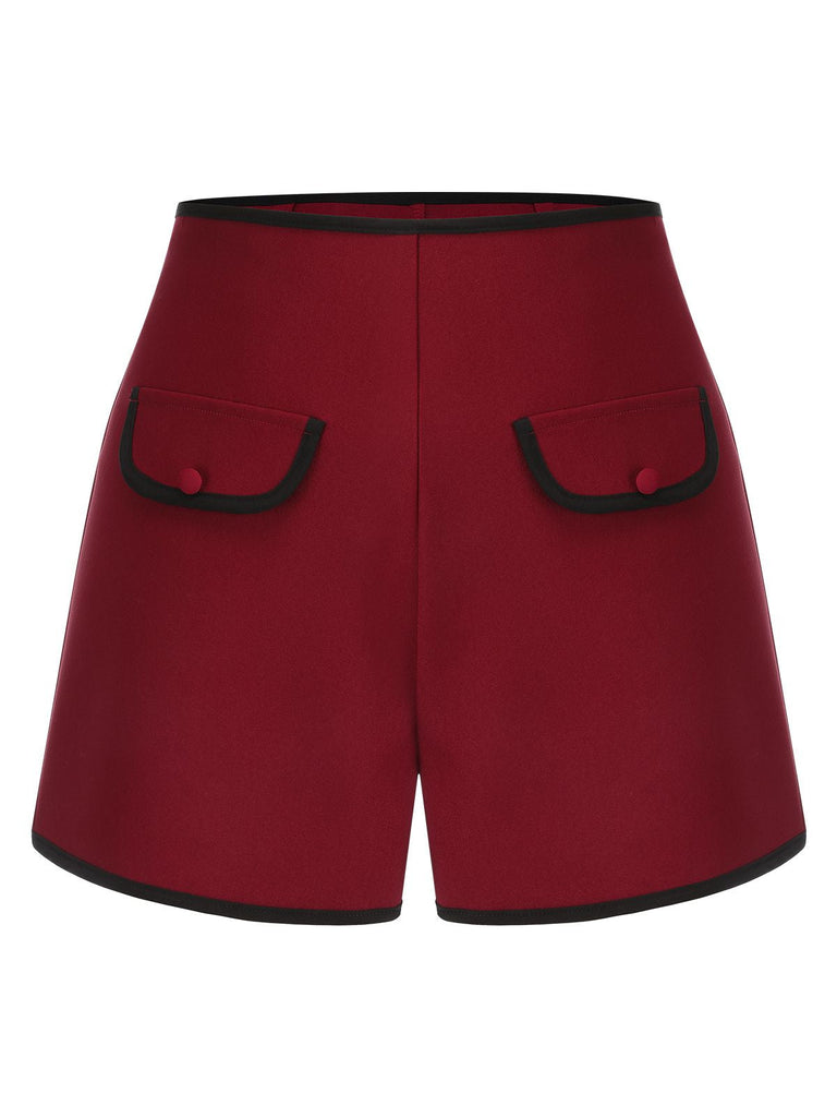 2PCS Camicetta a righe blu e pantaloncini rosso anni '50