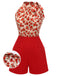 Tuta corta patchwork in pizzo Crimson Rose anni '50