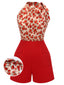 Tuta corta patchwork in pizzo Crimson Rose anni '50