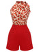 Tuta corta patchwork in pizzo Crimson Rose anni '50